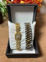 Executive Two-Tone Silver & Gold Watch – Automatic Edition with Iced-Out Bracelet - Image 2