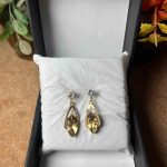 Royal Golden Champagne Crystal Drop Earrings – Premium Party Wear Set