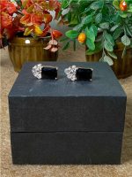 Luxury Black Emerald-Cut Zircon Necklace & Earrings Jewelry Set - Image 3