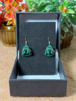 Elegant Green Matte Jhumka Earrings with Gold-Tone Hooks
