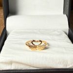 Twin Swan Heart Gold Plated Adjustable Ring