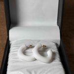 Minimalist Matte White C-Shape Chunky Hoop Earrings