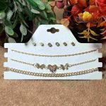 3-Layered Golden Butterfly Charm Necklace with Stud Earrings